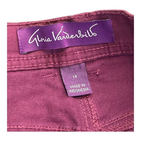 Gloria Vanderbilt Women's High Rise Straight Leg Ankle Jeans Burgundy Size 14 - Picture 4 of 8